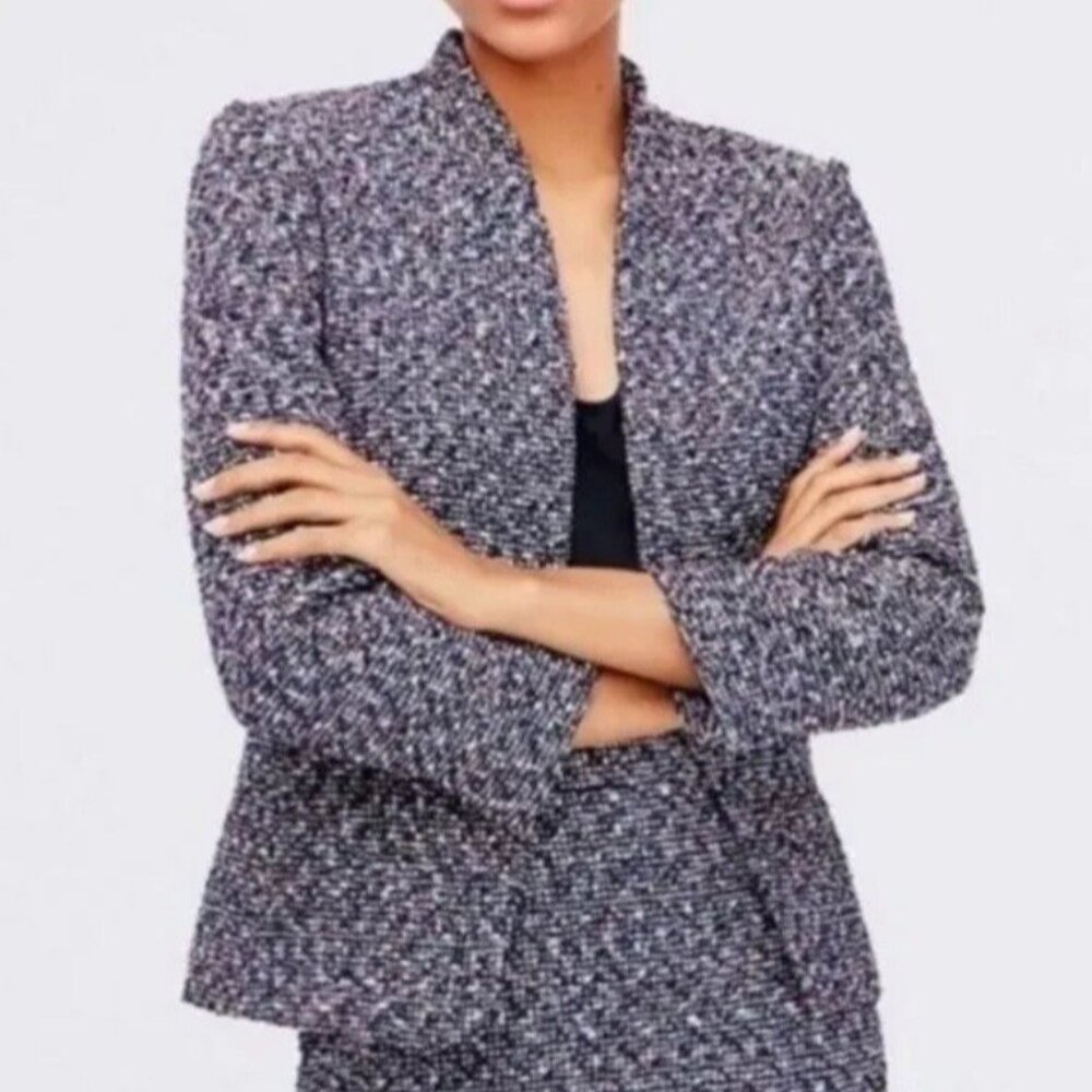 J. Crew Going Out Blazer Pink Confetti Metallic Tweed Career Women's Size: 6